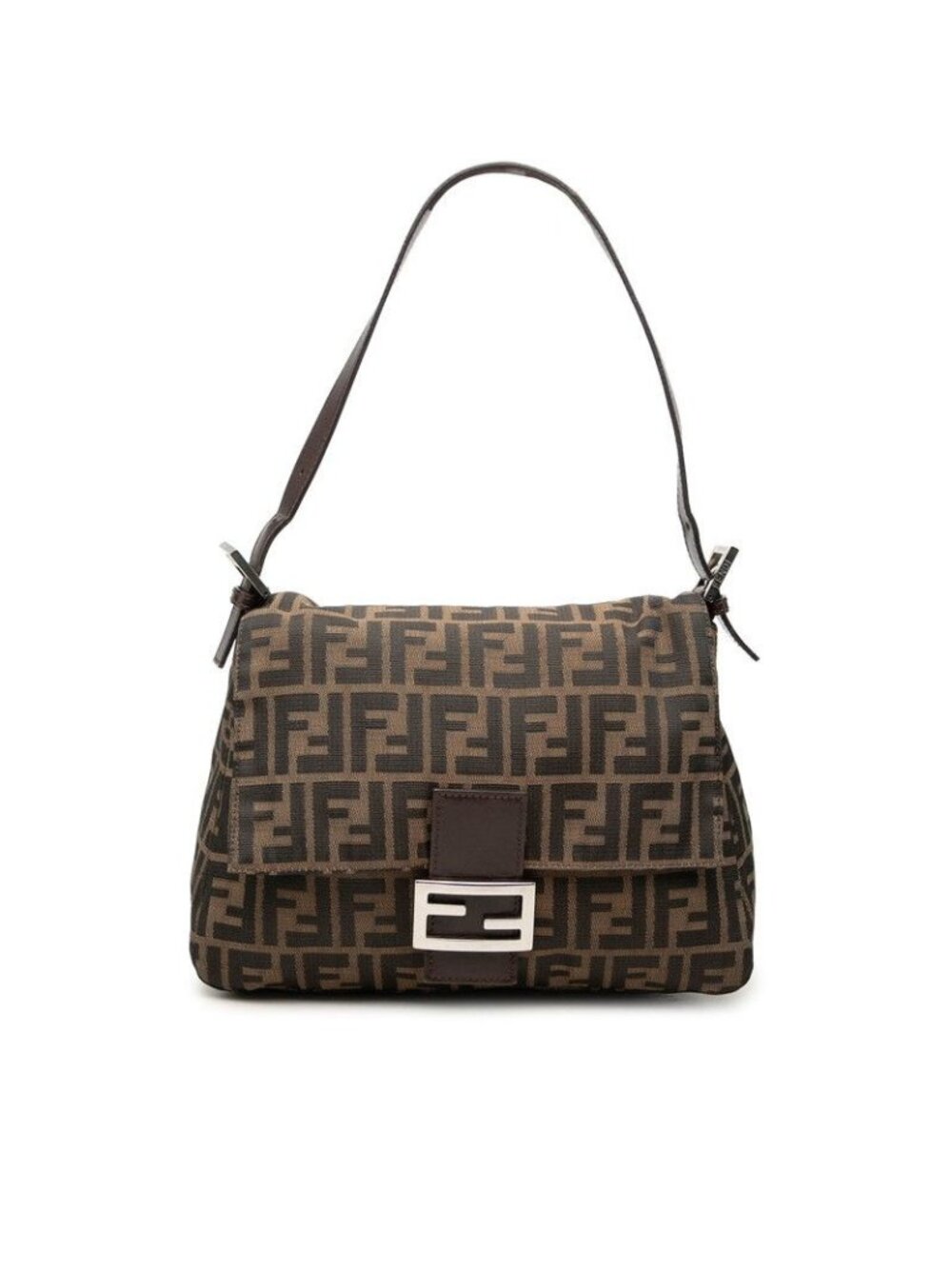 Fendi Zucca Mamma Bucket Handbag Bag Brown Canvas Leather